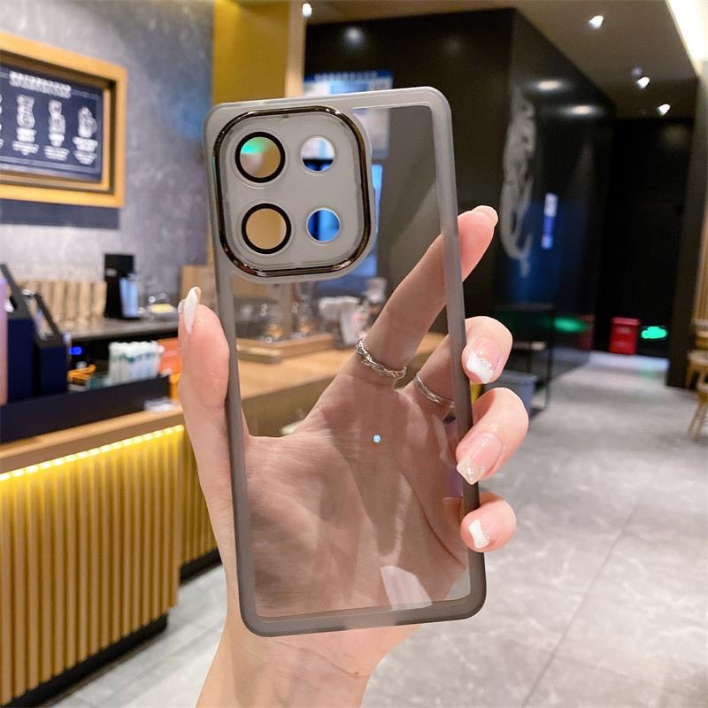 Ốp lưng dùng cho Oppo,Realme,Vivo dẻo viền nhám có mắt kính bảo vệ camera VND