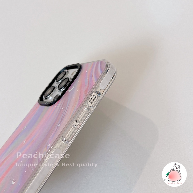 Dreamy laser aurora moon star pink phone case cho iphone 14 13 12 pro max 11 iphone13 13promax soft tpu shock proof protector Ốp điện thoại