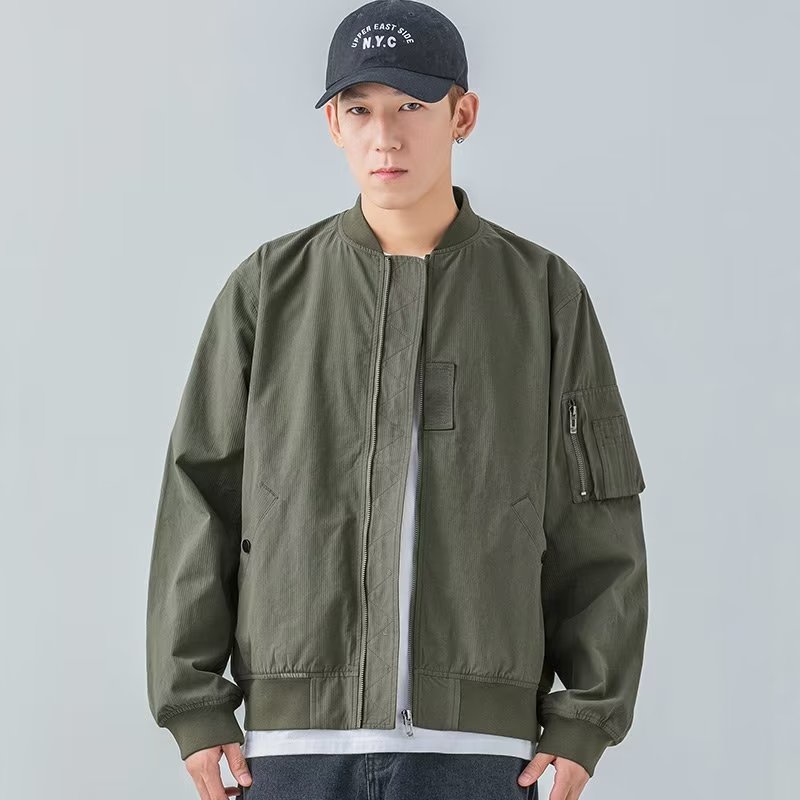 Air ma1 bomber jacket đồng phục học sinh phong cách quân đội áo khoác retro đồng phục bóng chày nam hợp thời trang mùa thu