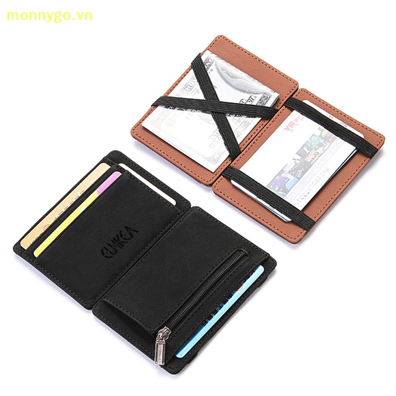 Monnygo magic wallet magic money kẹp dây kéo tiền xu ví ví unisex ví da pu vn