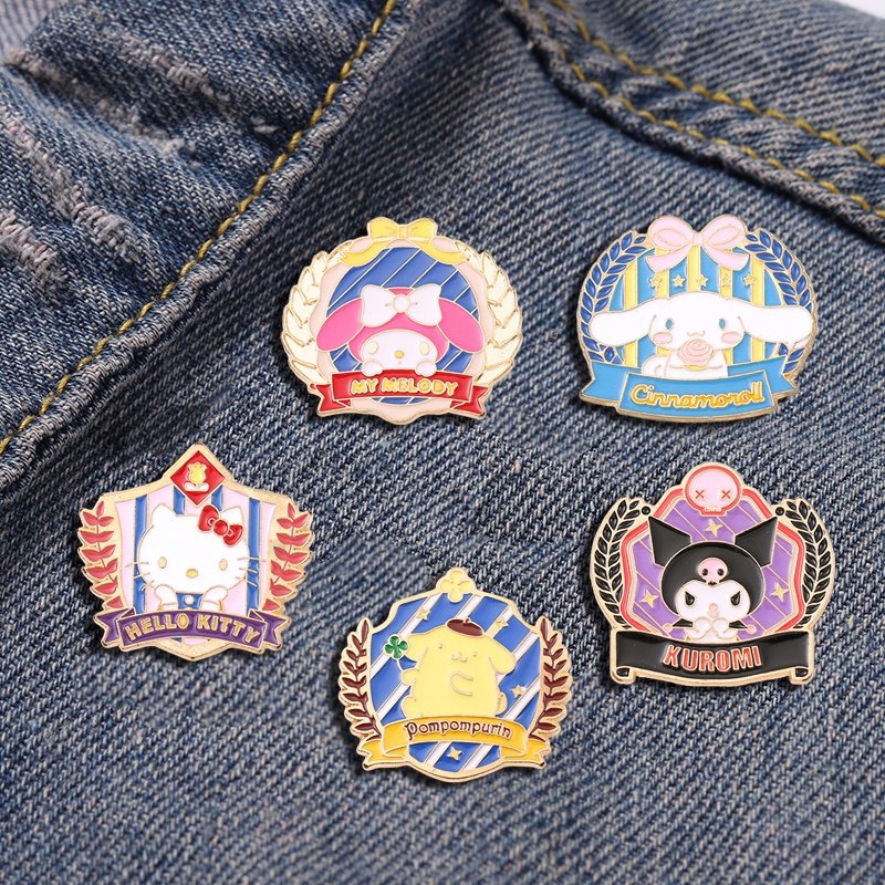 Ghim cài áo QIHE JEWELRY kim loại hình hoạt hình chú chó kulomi cinnamon Sanrio dễ thương dùng trang trí túi xách