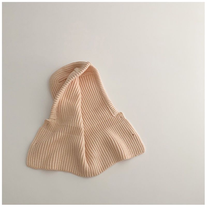 Mũ Len Kèm Khăn Choàng Cổ Màu Trơn Giữ Ấm Tai Thời Trang Hàn Quốc Cho Bé Trai Và Gái