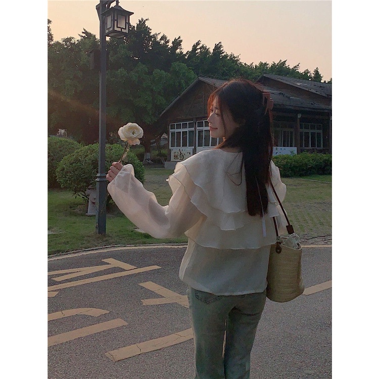 Áo Sơ Mi chiffon Cổ Búp Bê Phong Cách Pháp Thời Trang Mùa Xuân 2023 Mới Cho Nữ