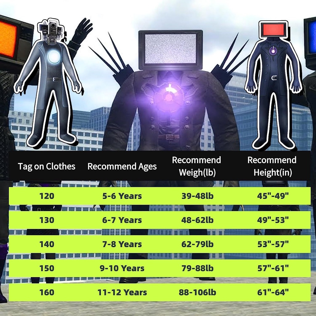 Trẻ em skibidi nhà vệ sinh cosplay trang phục tv người đàn ông máy ảnh trò chơi Áo liền quần halloween trang phục tiệc có có