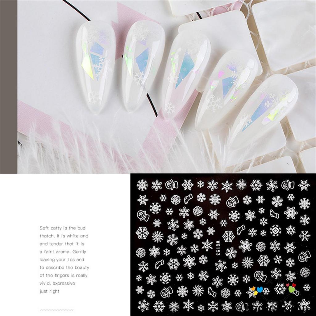 Linglongxi2-christmas nail stickers snowflake 3d self adhesive nail decals