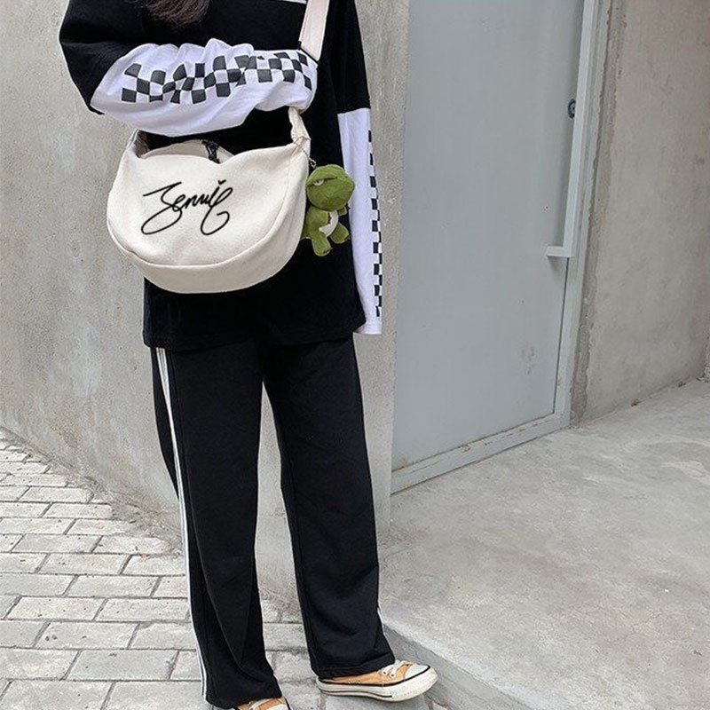 Túi vải ELACCENT đeo chéo in chữ BlackPink thời trang cao cấp