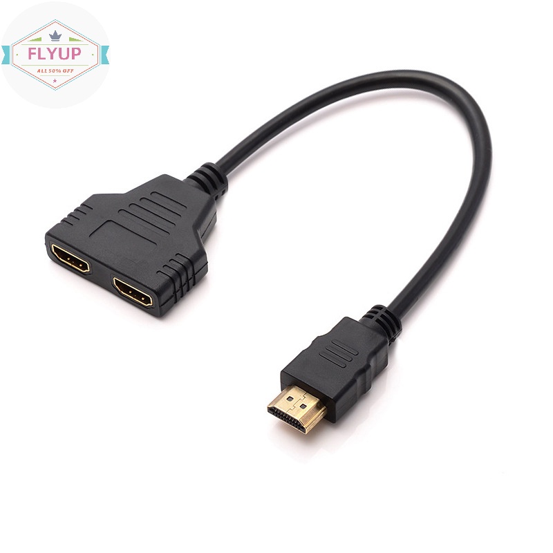 Flyup 1080p hdmi splitter adapter cable 2 dual port y splitter 1 in 2 out hdmi male to hdmi female 1 to 2 way for hdmi hd led lcd tv ps3 vn