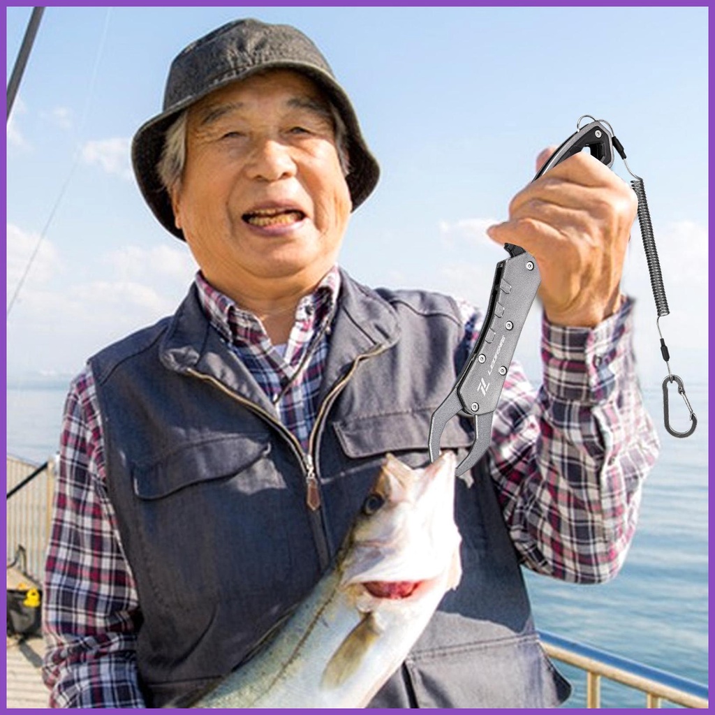 Miệng cá gắp hợp kim nhôm có thể gập lại kìm câu cá bộ điều khiển cá da trơn giá đỡ môi nước mặn dụng cụ kẹp môi fish notavn