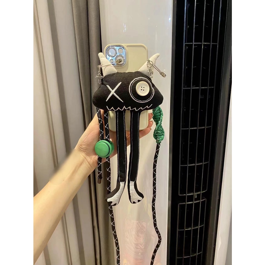 Influencer phong cách mới búp bê điện thoại di động quay lại phim hoạt hình thỏ sọc dễ thương sứ giả điện thoại di động kẹp đồ trang trí búp bê