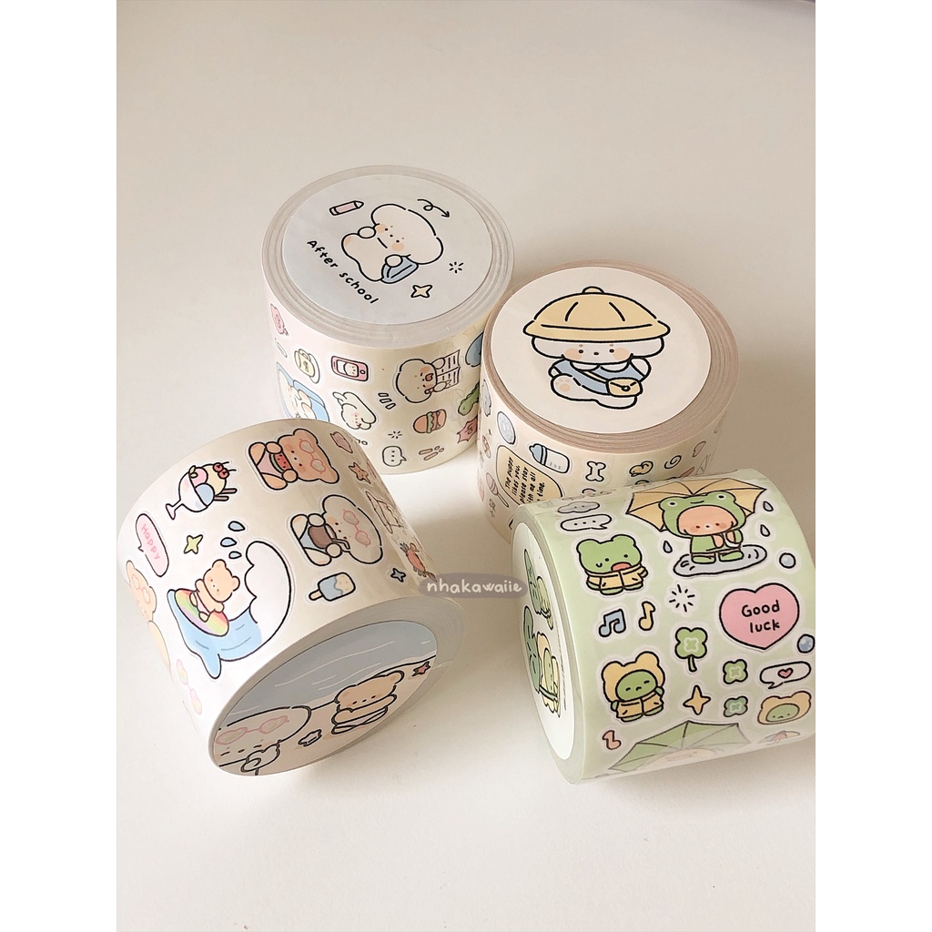 Nhãn dán sticker chiết trang trí toploader dạng cuộn Nhà Kawaii