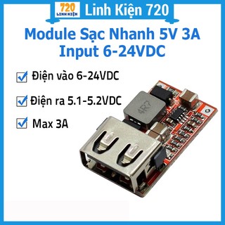 Module sạc nhanh 5v 3a input 6-24vdc