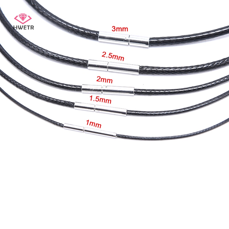 Hwetr dây da sáp đen thép không gỉ vòng quay clasp vòng cổ choker dây trang sức mới