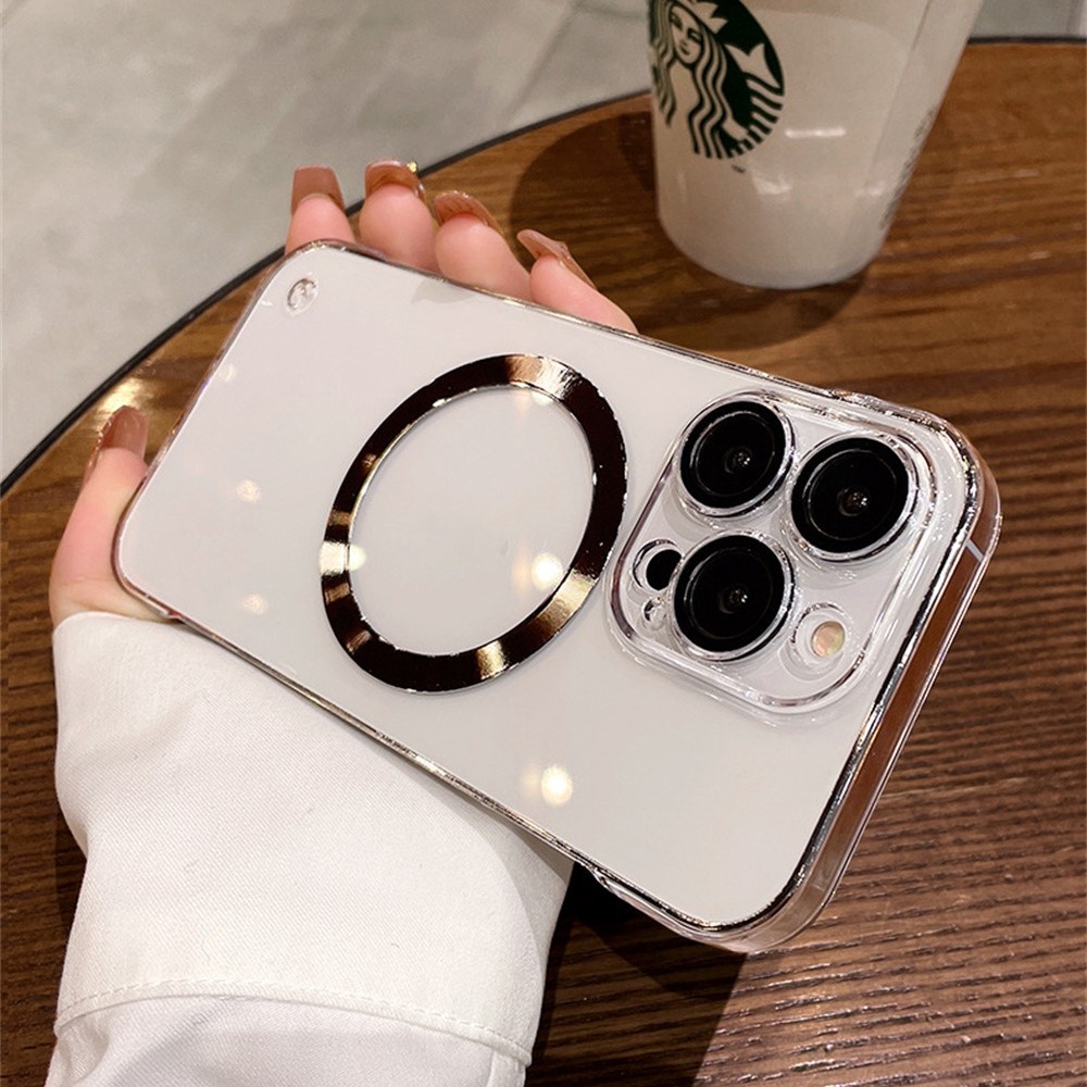 Vỏ điện thoại từ tính không viền mạ điện cho iphone11 12 14 pro max 13 pro max 11pro14plus bảo vệ ống kính chống rơi pc vỏ cứng vỏ bảo vệ điện thoại