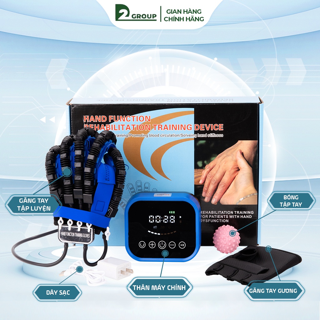 Găng Tay Robot Mikido Phục Hồi Chức Năng Bàn Tay xanh - Dành Cho Người Tai Biến, Bị Liệt, Đột Quỵ
