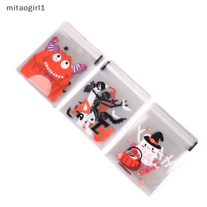 100 cái halloween kẹo nhựa bánh quy túi quà tự dính túi bọc đồ ăn nhẹ halloween đồ trang trí tiệc đồ dùng cho trẻ em quà tặng boutique