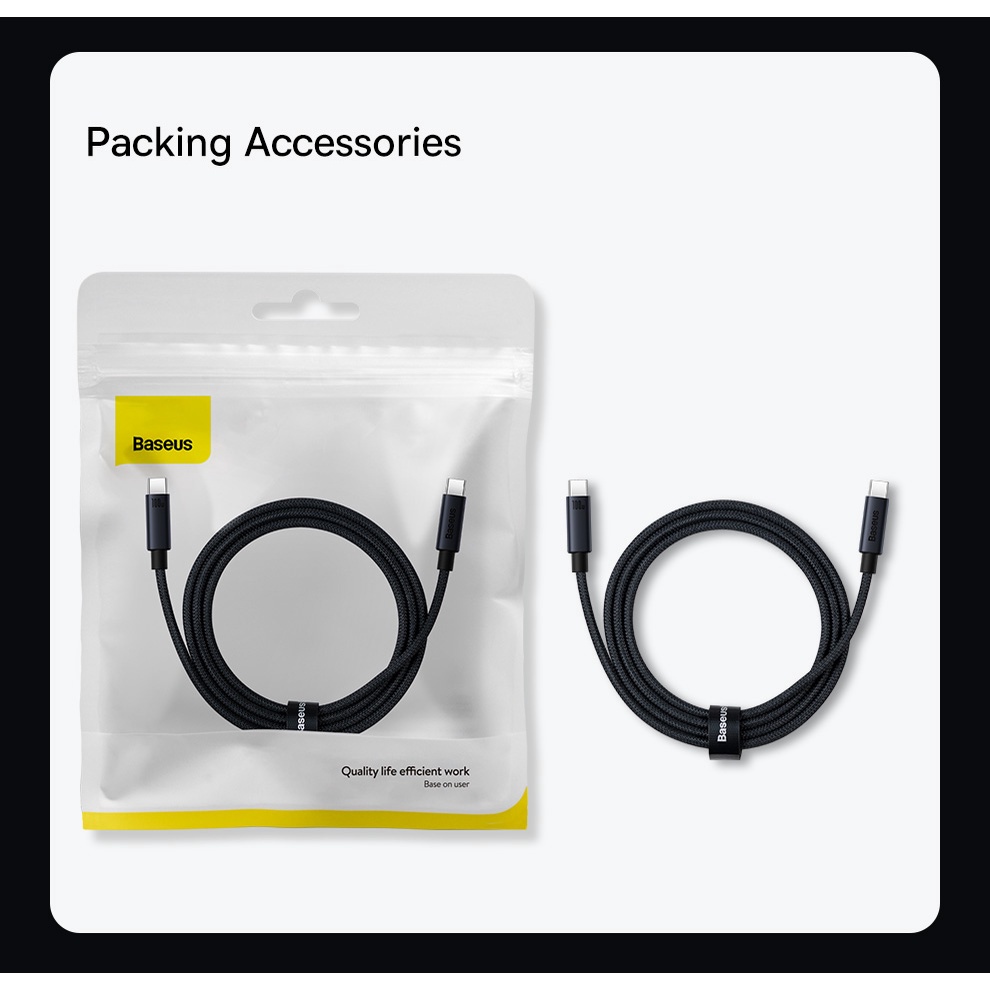 Cáp sạc nhanh Baseus PD 100W USB-C sang Type-C thích hợp cho Xiaomi Samsung MacBook iPad