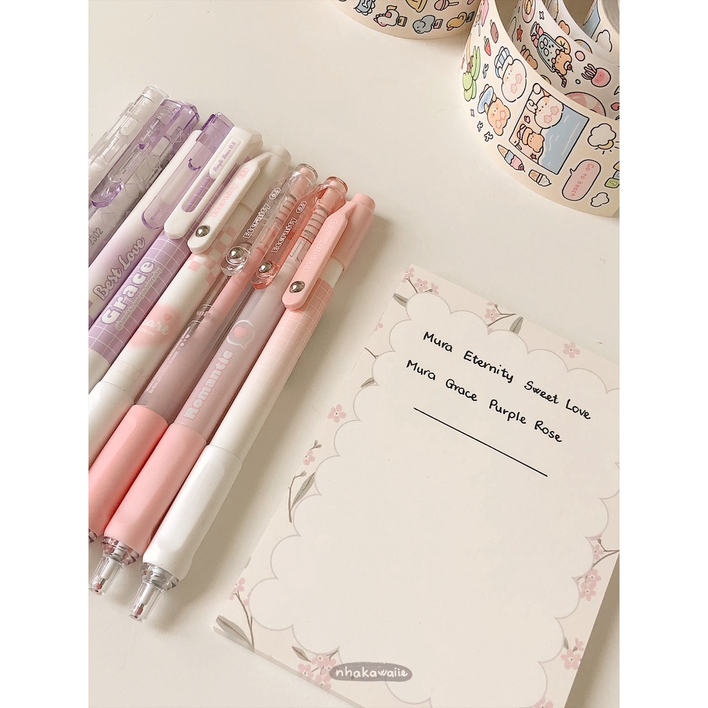 Bút bi gel mực đen Mura cute ngòi kim 0.5mm Nhà Kawaii
