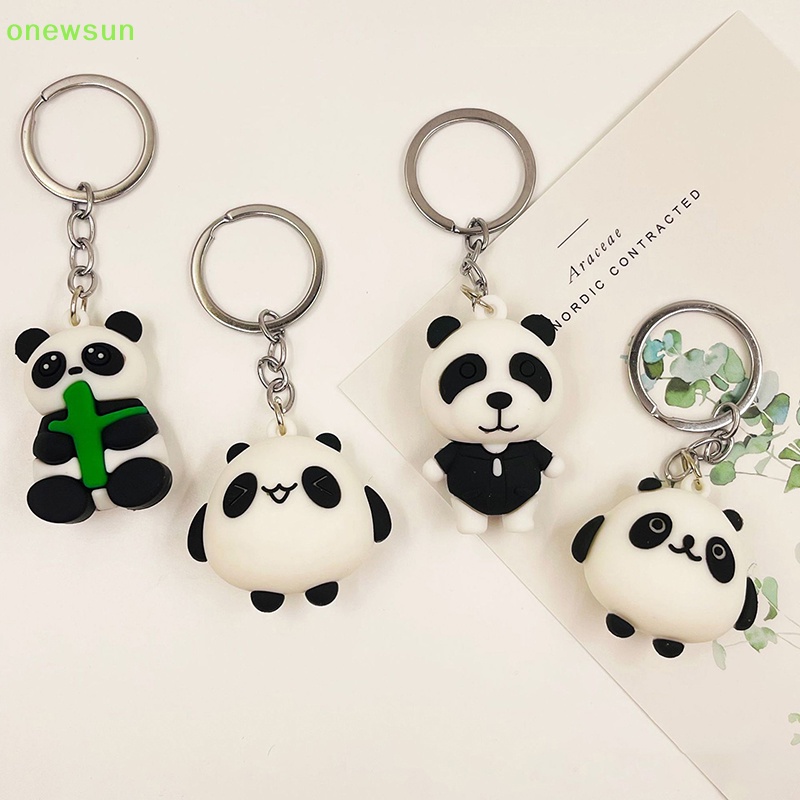 Onewsun dễ thương anime panda keychain cho phụ nữ nam giới túi thời trang mặt dây chuyền phụ kiện kawaii car key chain cặp đôi trẻ em món quà giáng sinh mới