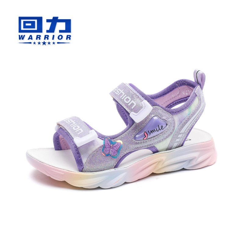SANDAL CHO BÉ GÁI ĐI HỌC HIỆU WARRIOR MẪU WZ0357 BƯỚM TÍM