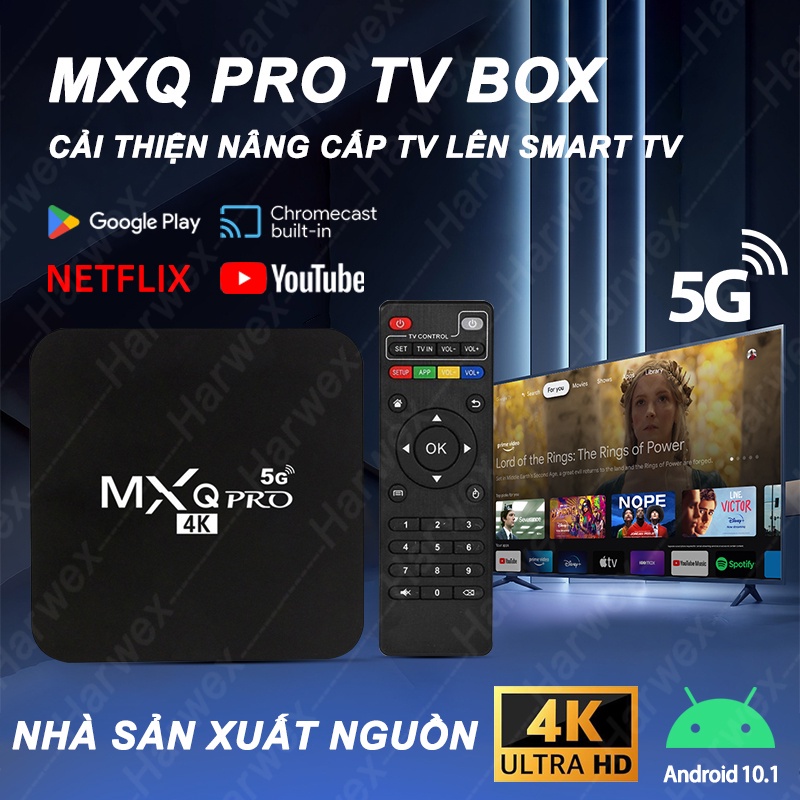 Android TV Box Mxq Pro Ram 8GB/16GB Smart Tivi Box 4K Wifi 5G Android 11 xem truyền hình 100 kênh miễn phí, xem Youtube