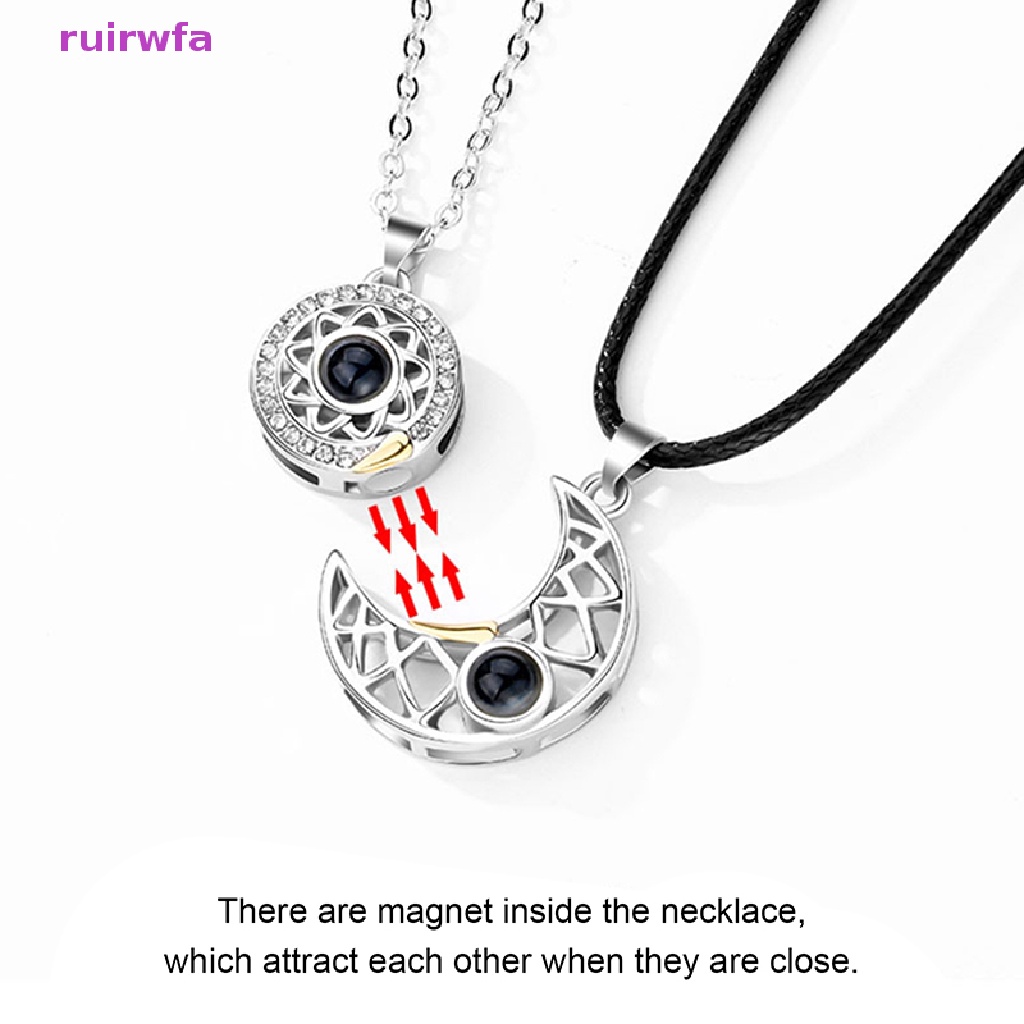 Set 2 Dây Chuyền Cặp Mặt Trời Và Mặt Trăng Có Nam Châm 100 Ngôn Ngữ Mới