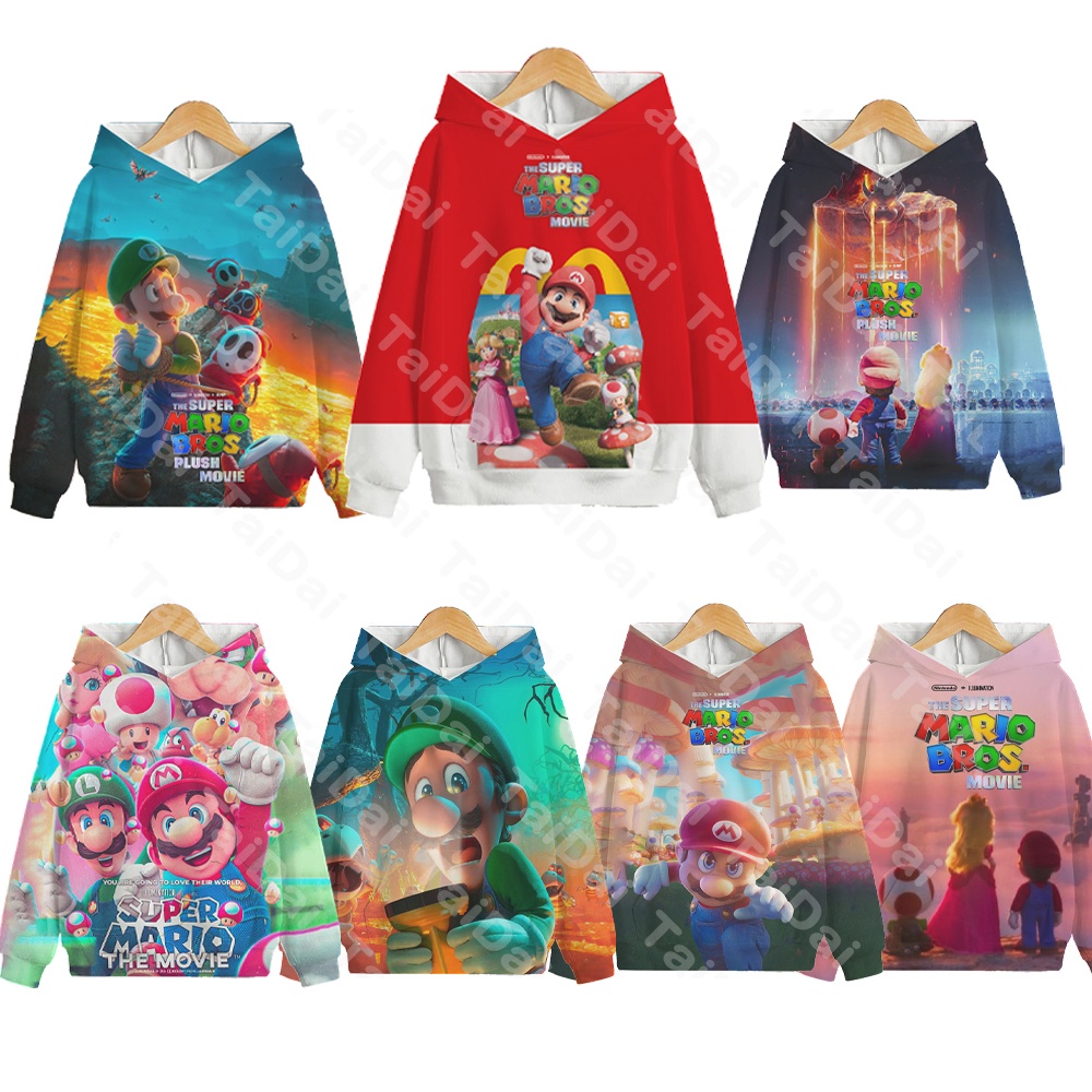 Áo Khoác Hoodie In Hình Phim Super Mario Bros Thời Trang Cho Bé 3-14 Tuổi