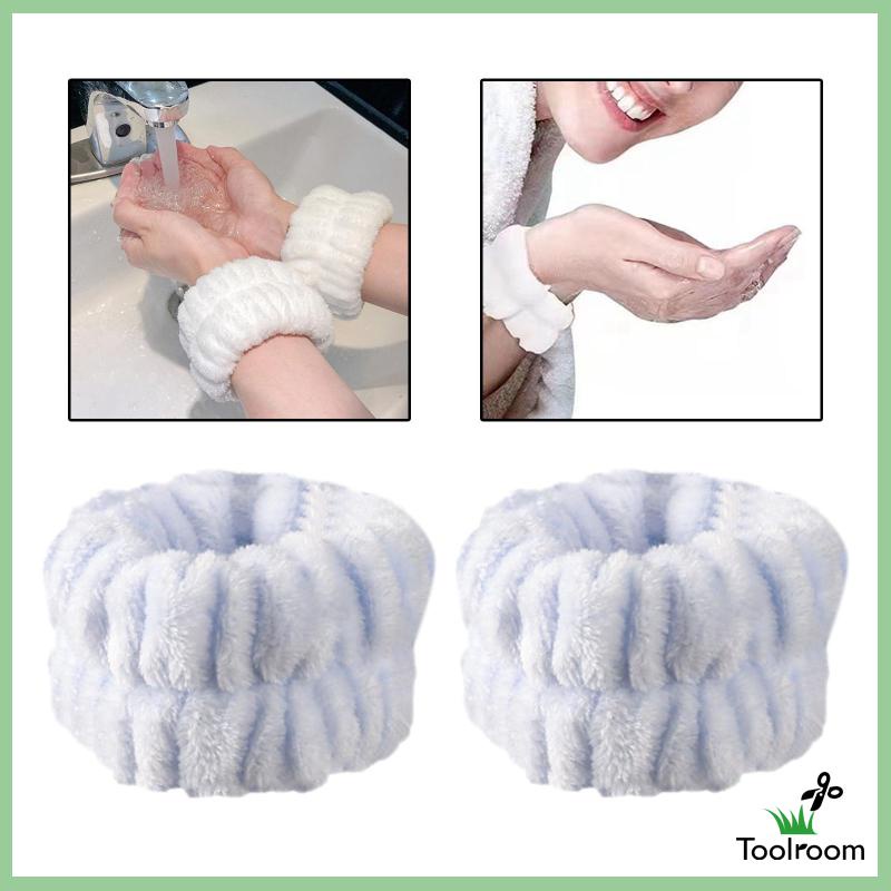 Set 2 Băng Đeo Cổ Tay Rửa Mặt Bằng Sợi Nhỏ Cho Nữ