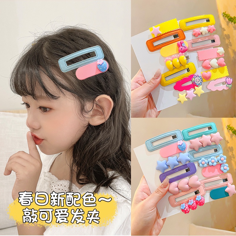 Set 7 / 8 / 9 Kẹp Tóc Màu Sắc Kẹo Ngọt Phong Cách Hàn Quốc Cho Bé Gái