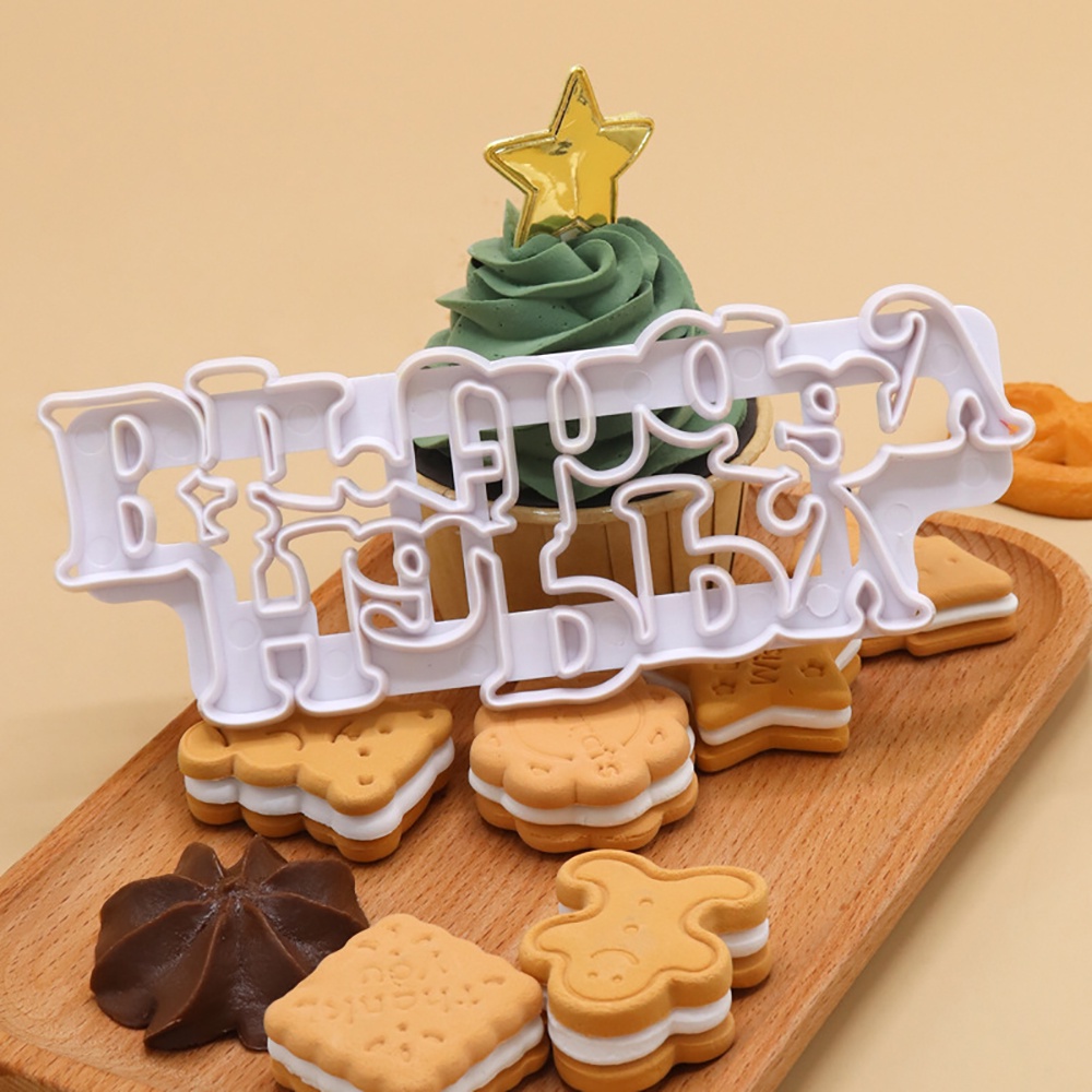 Khuôn Cắt Tạo Hình Chữ Happy Birthday / Trái Cây / Bánh Quy Độc Đáo Trang Trí Bánh Kem
