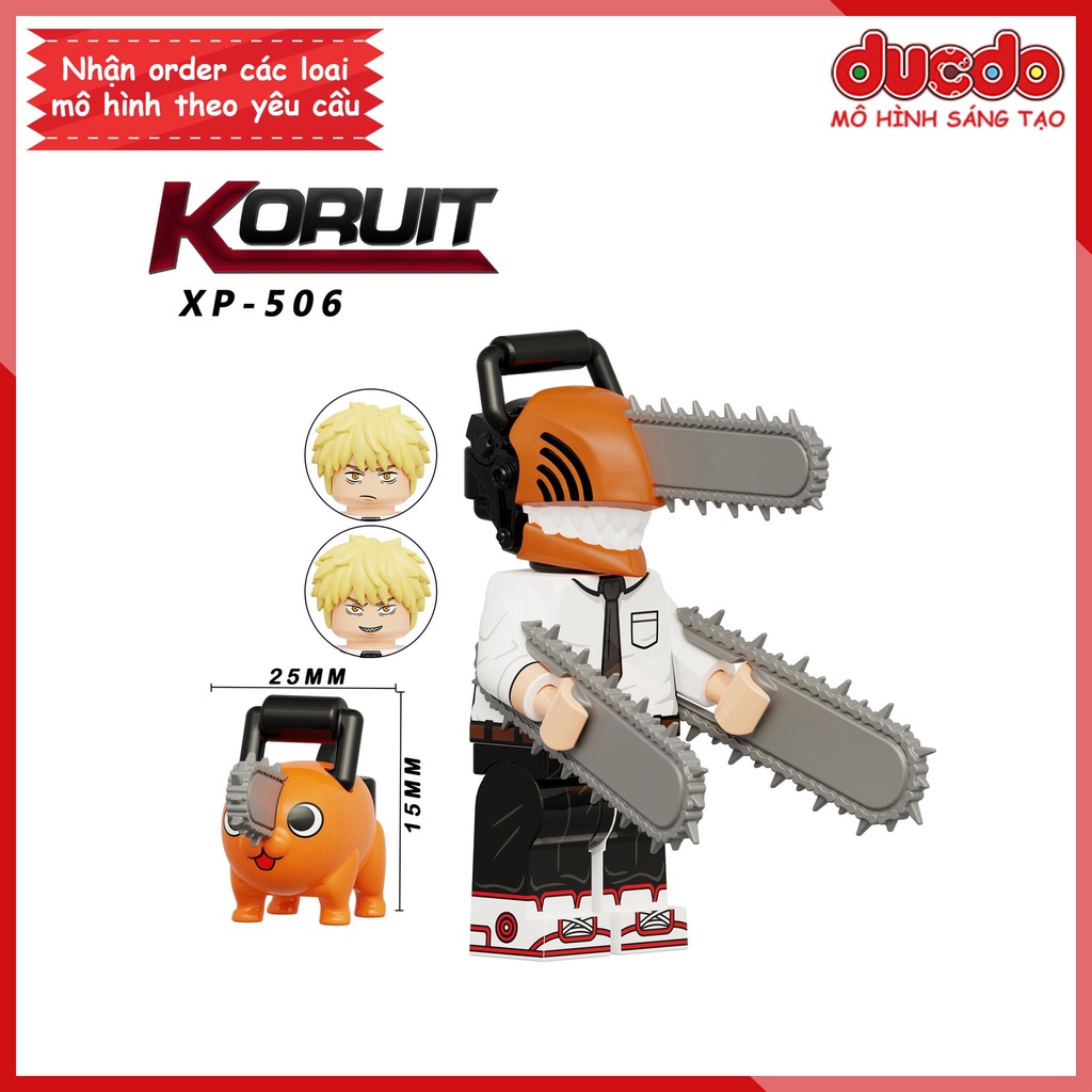 Minifigures nhân vật Quỷ Máy Cưa Chainsaw Man Denji Pochita - Đồ chơi Lắp ghép Xếp hình Mini Mô hình Koruit KT1067