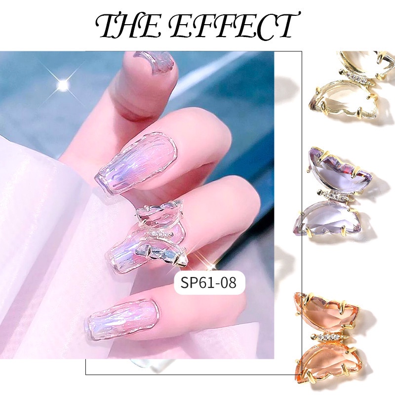 Phụ Kiện Đính Trang Trí Móng Tay Hình Bướm Đính Đá Zircon Phong Cách Nhật Bản