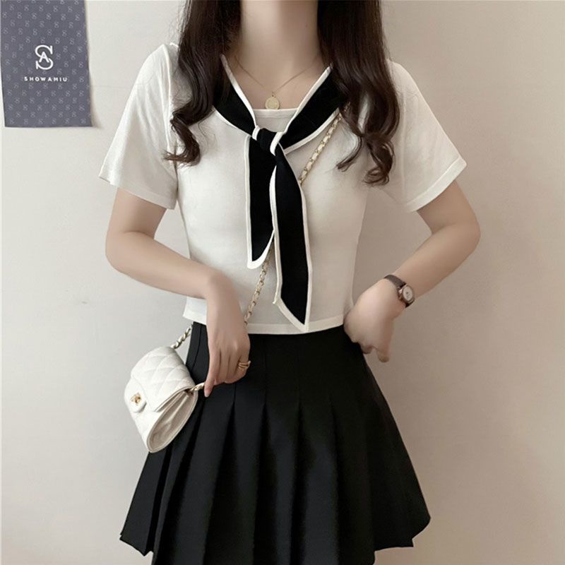 Áo Thun Thiết Kế Mỏng Phong Cách Preppy Thời Trang Mùa Hè Hàng Mới 2023