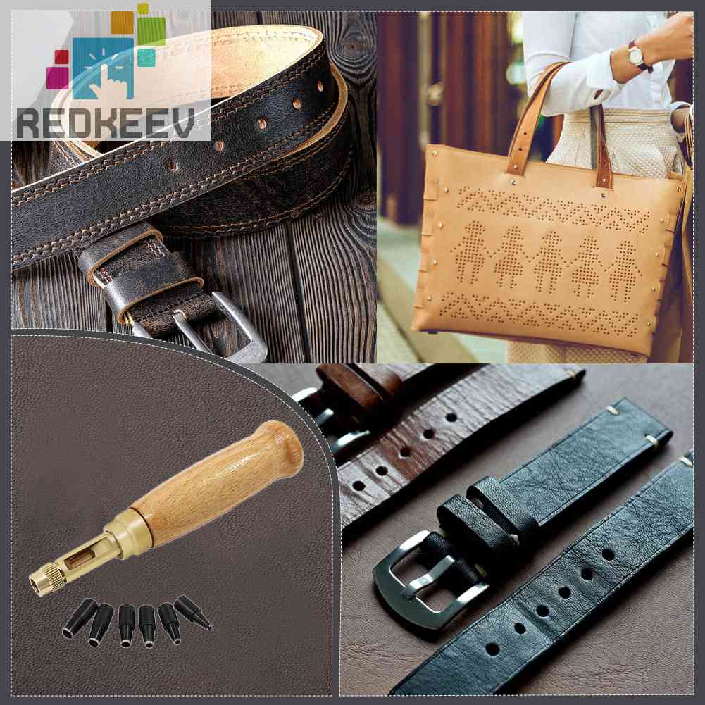 Dụng Cụ Đục Lỗ Trên Chất Liệu Da 6 Đầu Kích Thước 1.5mm / 2mm / 2.5mm / 3mm / 3.5mm / 4mm