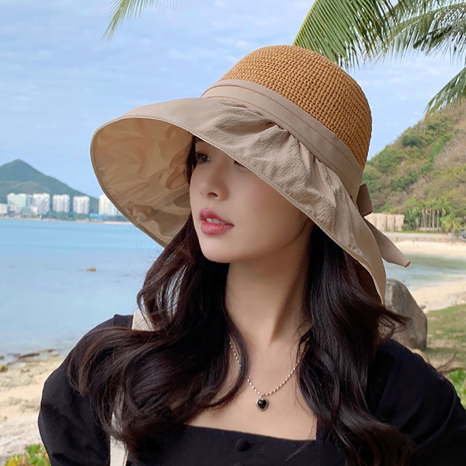 Mũ Tai Bèo Rộng Vành Che Nắng Thiết Kế Thắt Nơ Phong Cách Ngư Dân Mới Dành Cho Nữ