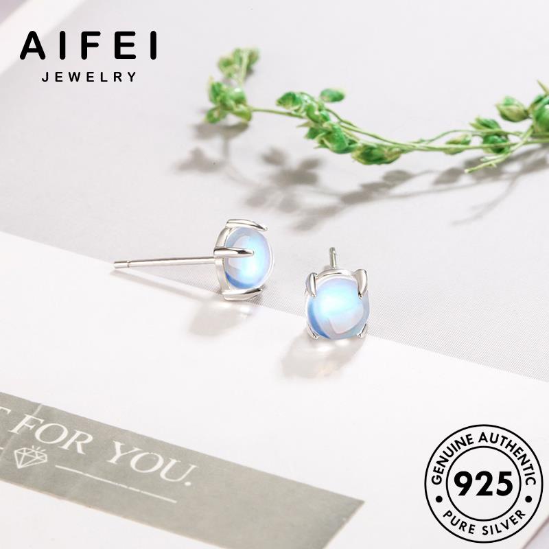 AIFEI JEWELRY tai trang trăng nữ sức thời đá tròn kiện nguyên vành khuyên hàn thời Thời bạc thật mặt quốc 925 xỏ bông trang tua bản vòng phụ E144