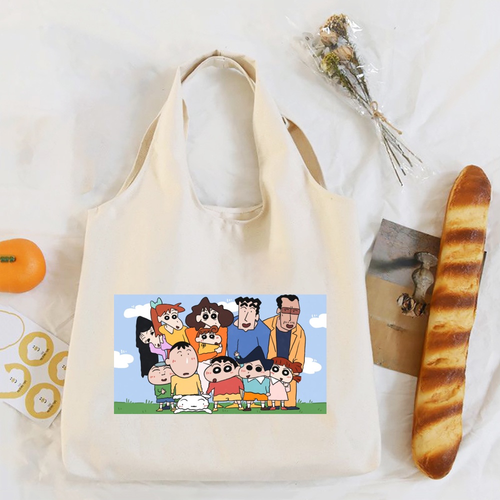 Túi Đeo Vai Túi Mua Sắm Canvas Crayon Shin Chan Họa Tiết Hoạt Hình Túi Xách Thích Hợp Cho Nữ Thời Trang Mùa Hè