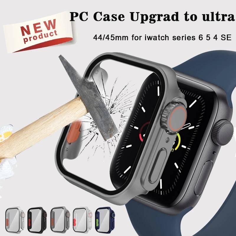 Ốp Bảo Vệ Mặt Đồng Hồ Bằng PC + Kính Cường Lực Cho iWatch 8 7 6 5 4 se 45mm 41mm 40mm 44mm