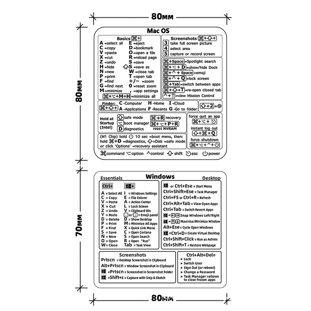 1 Miếng Dán Bàn Phím Tắt Mở Tự Dính Cho PC Laptop