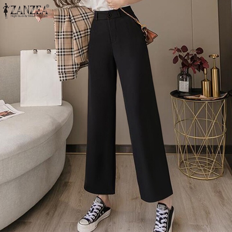Zanzea Quần ống rộng Lưng Cao Thanh Lịch Cho Nữ
