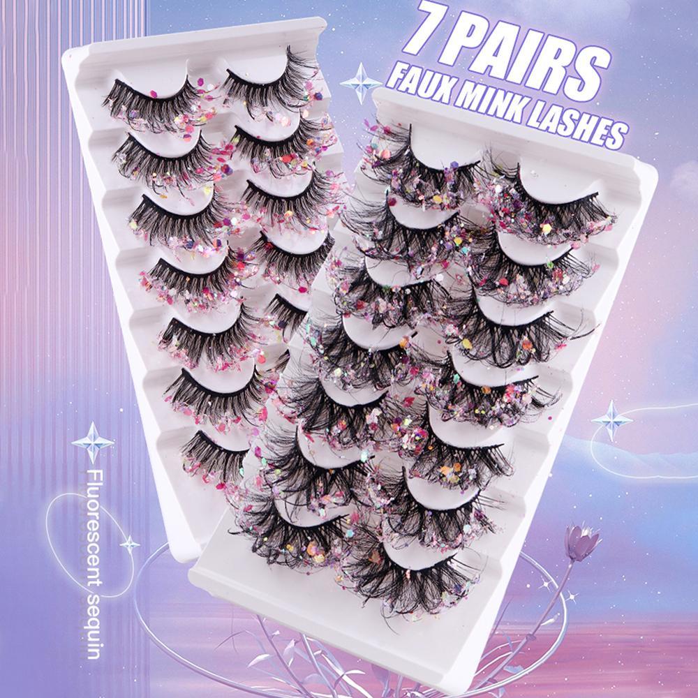 Set 7 Cặp Lông Mi Giả Lấp Lánh Dùng Hóa Trang Tiệc Tùng