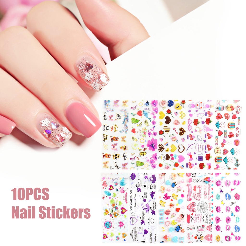 Set 10 Miếng Dán Trang Trí Móng Tay DIY Họa Tiết Bầu Trời Sao Trọng Lượng Nhẹ Dành Cho Nữ