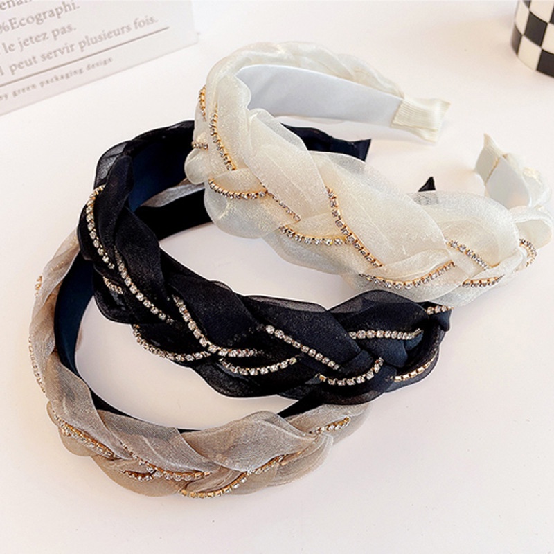 Băng Đô Vải Gạc Vành Rộng Đính Đá Thời Trang Mùa Hè 2023 Mới