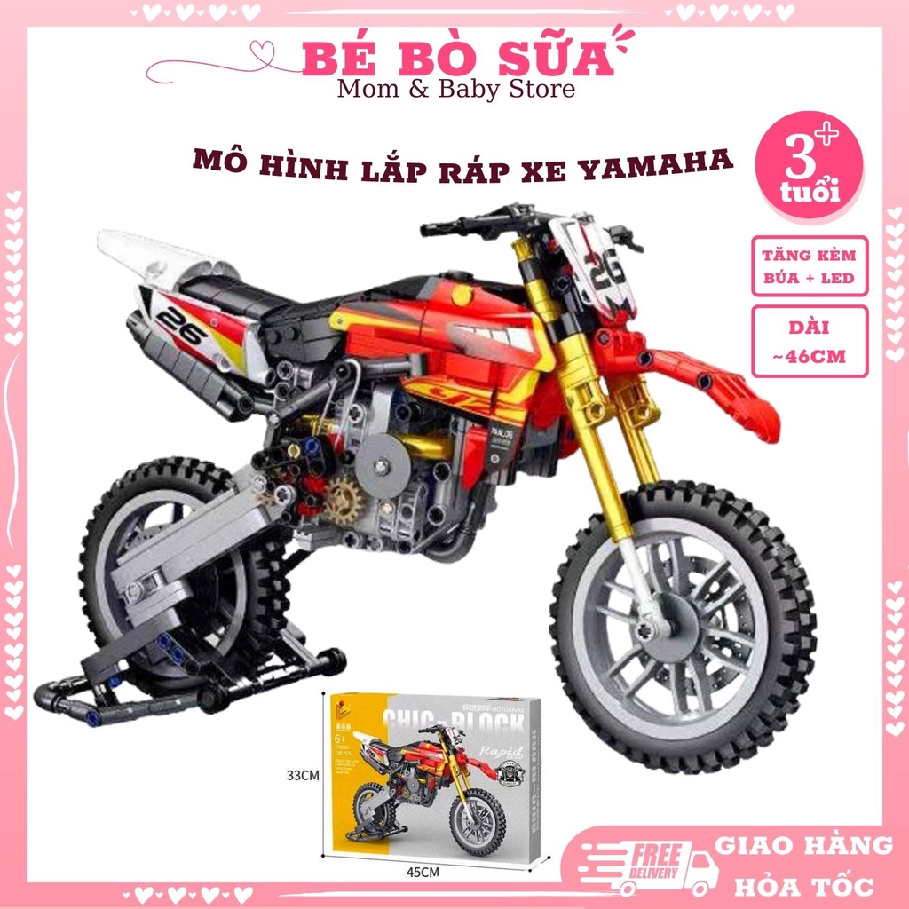 Bộ Đồ Chơi Lắp Ráp Lego Xe Mô Tô TECHNIC YA-MA-HA, KA-WA-SA-KI, DU-CA-TI Tỷ lệ 1:8 - dài 33cm - 46cm (Tặng đèn LED)