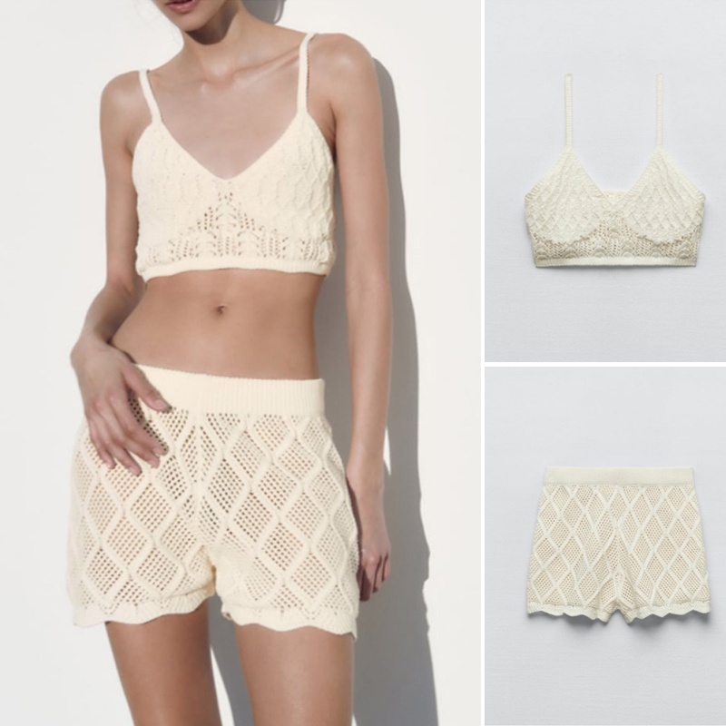 Bộ Đồ Lót Zara 23 Món Áo + Quần Short Không Dây Kiểu Âu Mỹ Thời Trang Xuân Hè Cho Nữ7901350 7901351