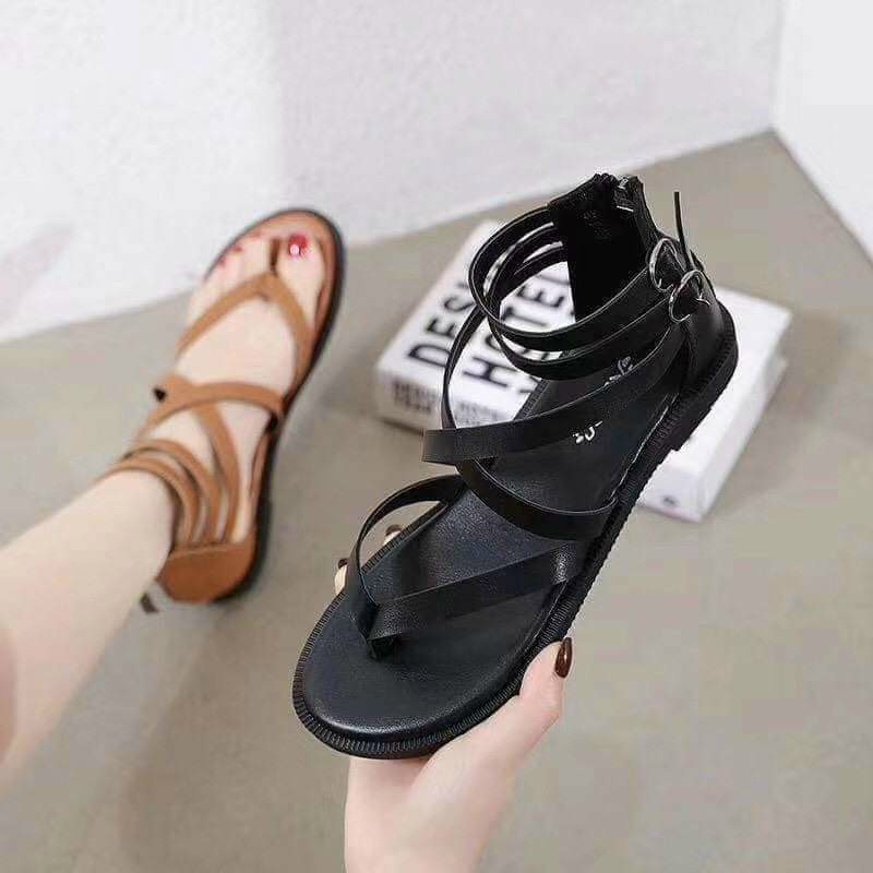 Giày sandal chiến binh gladiator khóa kéo xỏ ngón 2 khóa sành điệu cá tính - Thủy Vintage