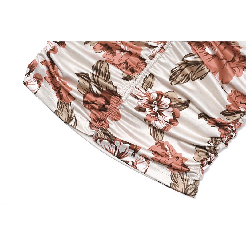 Áo Croptop Cổ Yếm In Họa Tiết Hoa Hồng Xếp Ly Kiểu Vintage Xinh Xắn Cho Bạn Gái