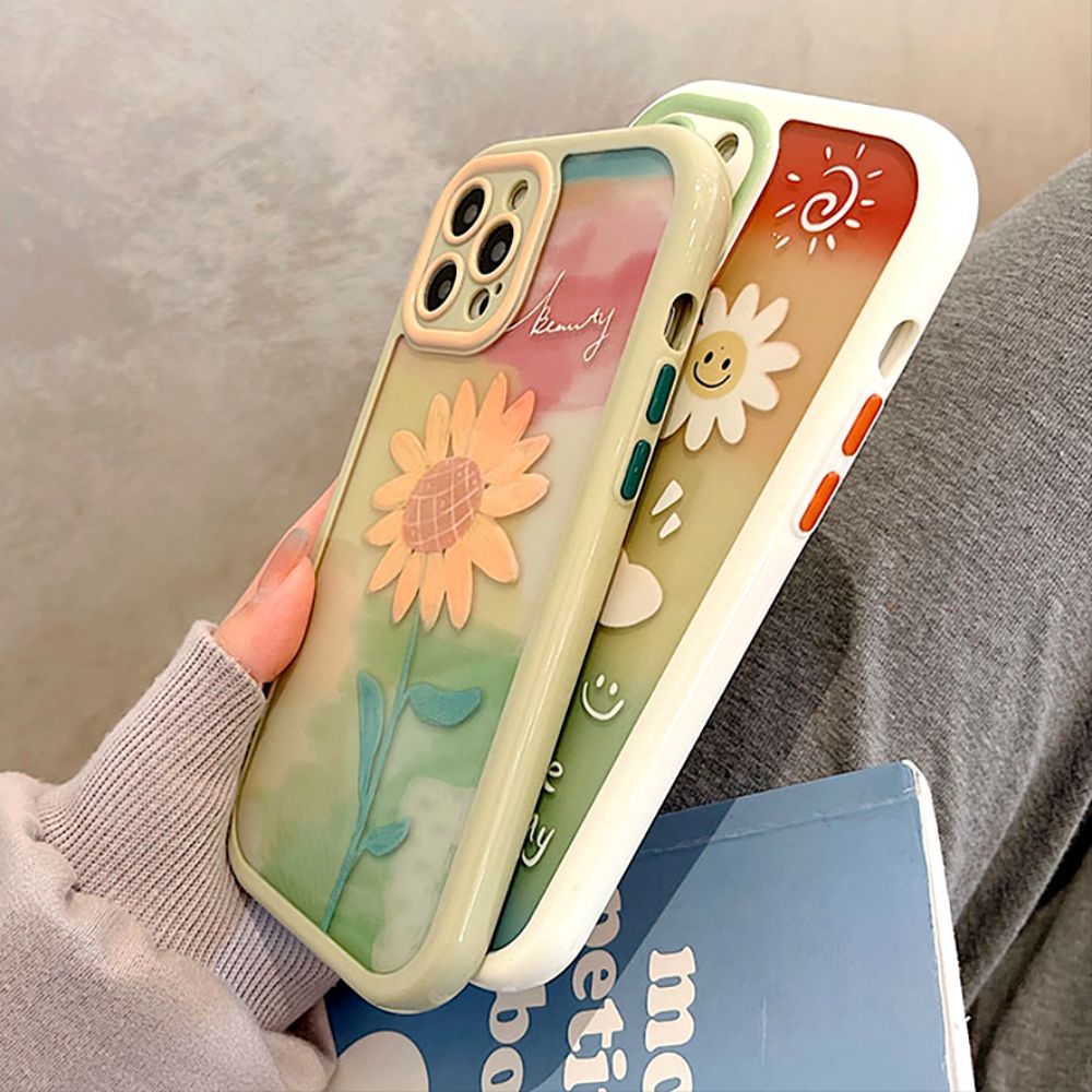 Ốp Điện Thoại TPU Mềm Chống Sốc Họa Tiết Hoa Hướng Dương Cho IPhone 11 12 13 14 Pro Max XR XS Max