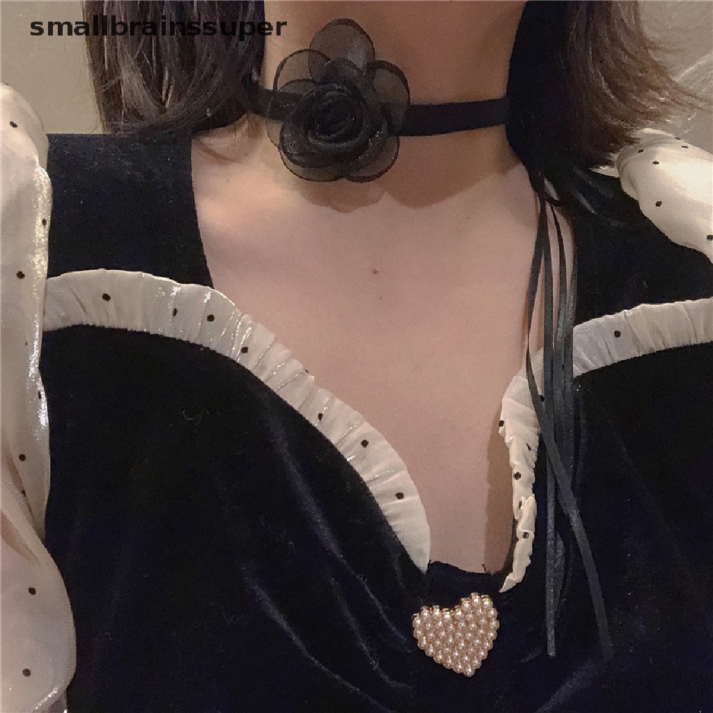 Vòng cổ Dài Thắt Nơ Ruy Băng Họa Tiết Hoa Đơn Giản SBS