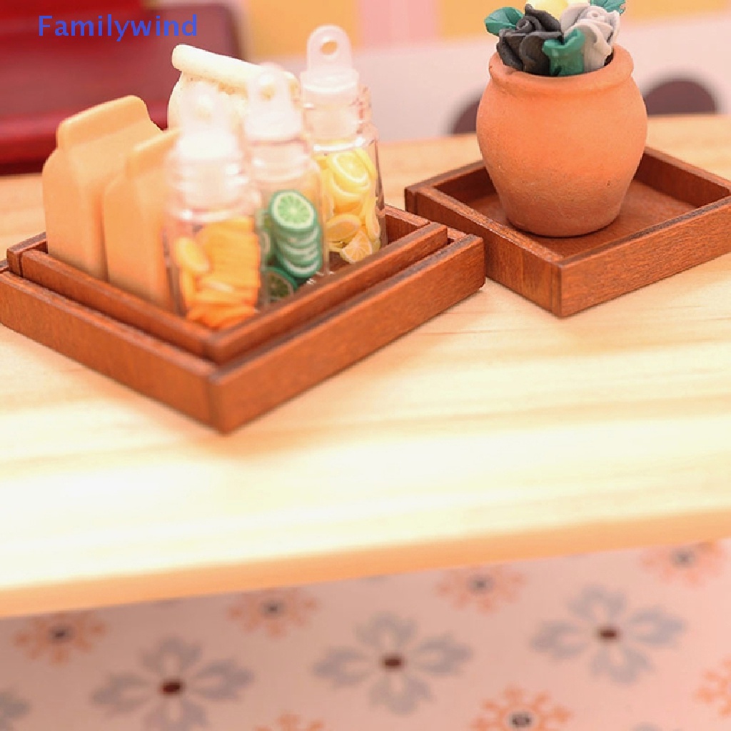 Set 3 Khay Gỗ Đựng Đồ Trang Trí Nhà Búp Bê Tỉ Lệ 1: 12