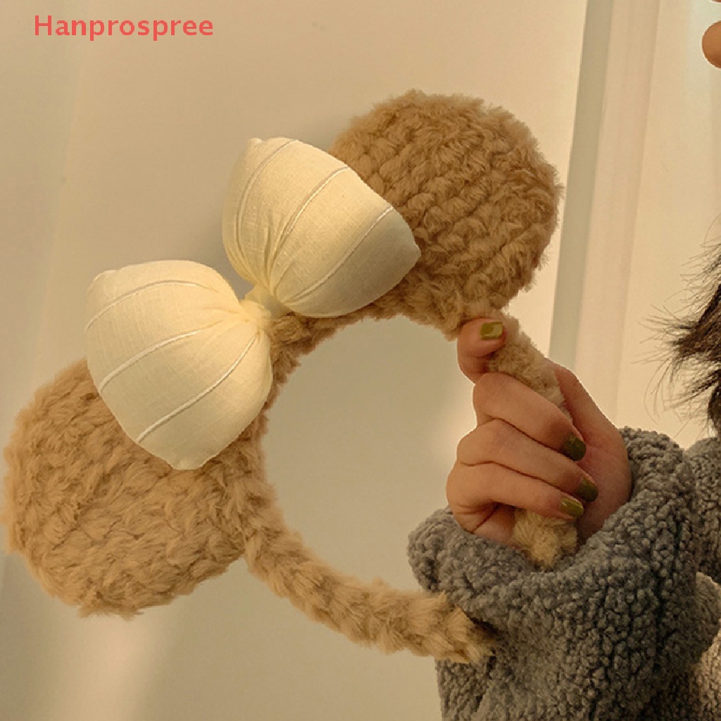 Băng Đô Cài Tóc Hình Tai Gấu Bằng Lông Nhung Đơn Giản Thời Trang Dành Cho Nữ